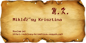 Miklósy Krisztina névjegykártya